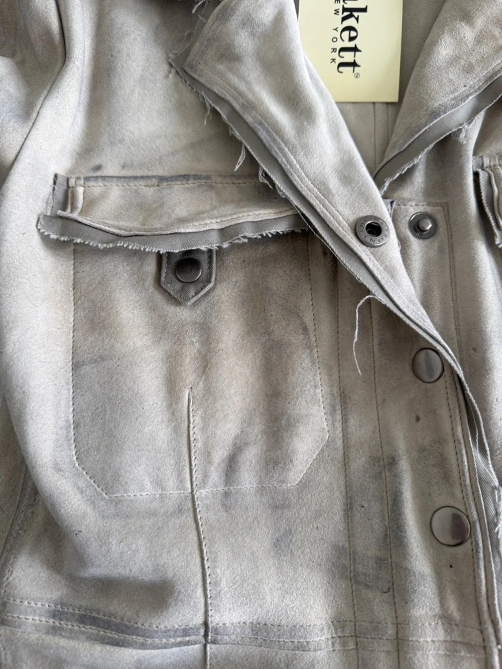 jakett New York Beige Distressed Leather Jacket for Women. Size M color chalk - Picture 5 of 7